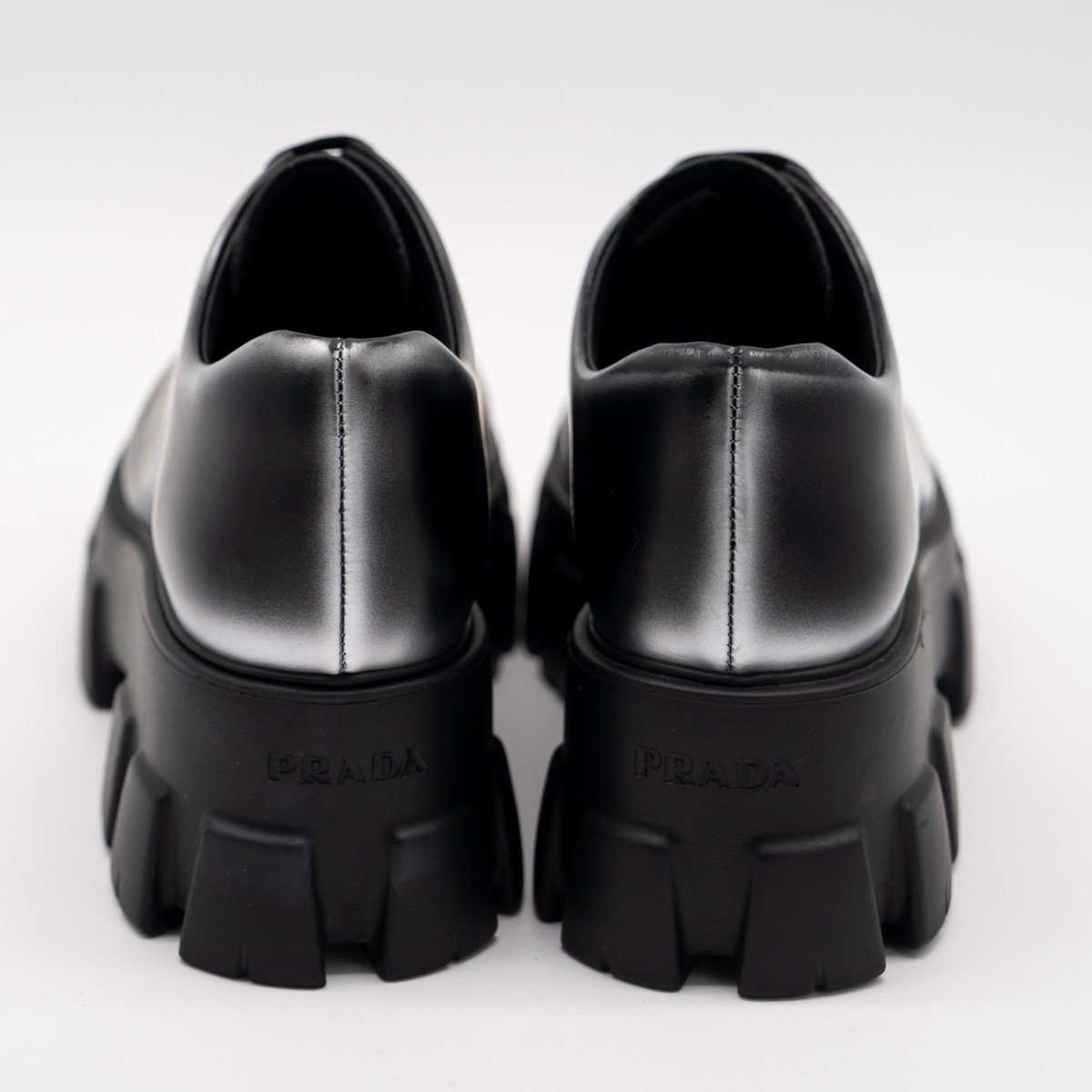 size 39.5eu 9.5 US Prada Monolith Brushed Leather Lace-up Shoes