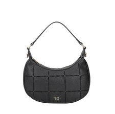 Borsa mezzaluna e tracolla da donna Tosca Blu, pelle nera, nuova con etichetta