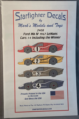 1/24  Starfighter Decals 2408 Ford GT Mk IV 1967 LeMans 24h Winner