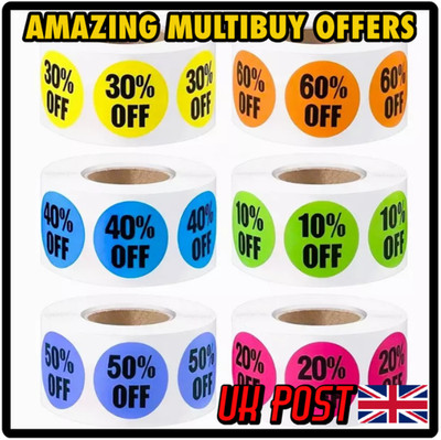 Price Reduction Stickers - Self adhesive - Percentage Off % Off Labels ...