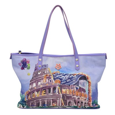 LOVE MOSCHINO | Purple Rome Colosseum Tote Bag
