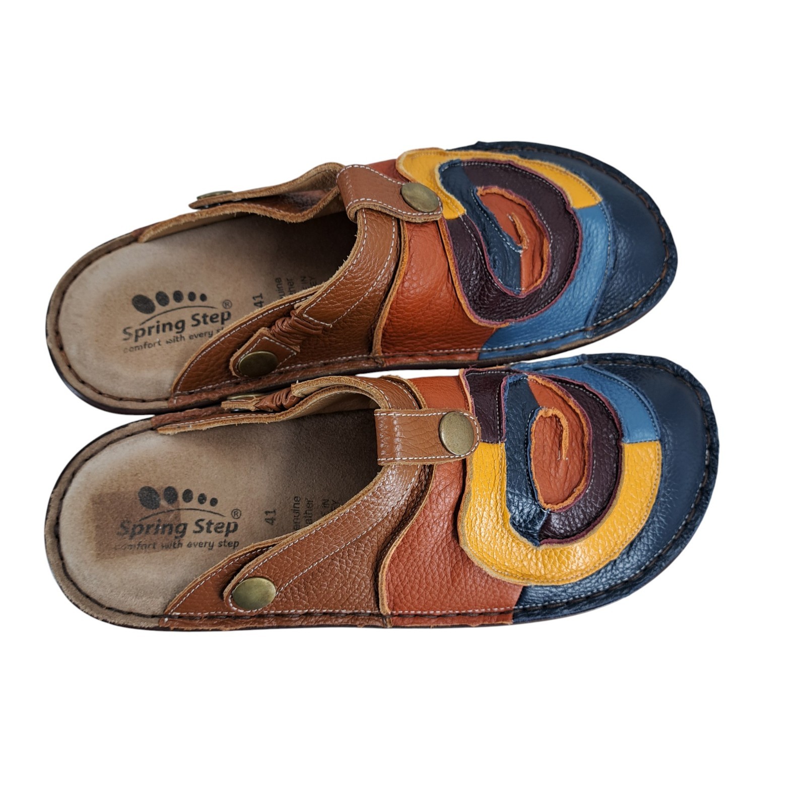 Spring Step Lollipop Patchwork Leather Clogs Slid… - image 9