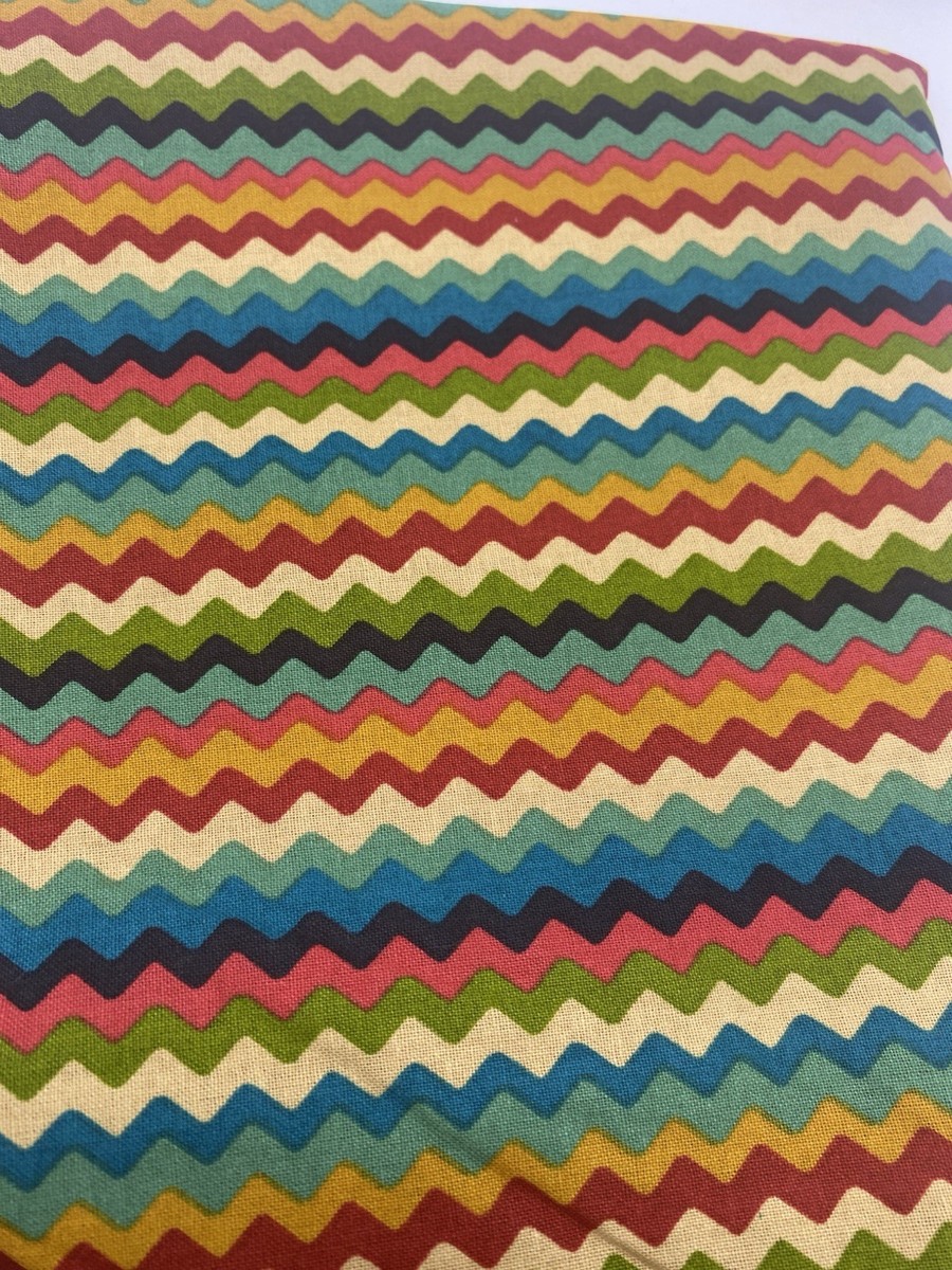 order　FABRIC ① Chevron Zig Zag Fabric Multicolor Retro 70s Inspired Vintage 90s
