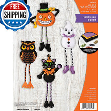 Bucilla Felt Applique 4 Piece Ornament Making Kit, Halloween Squad, Perfect for