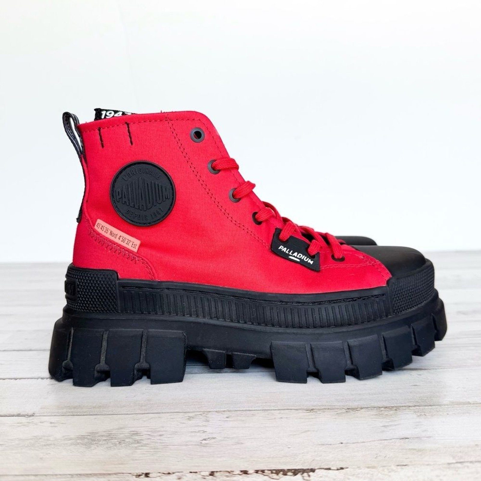 SAOLA Scarpe da ginnastica Palladium Revolt Hi TX platform scarpe salsa rosso suola a strappo donna 6