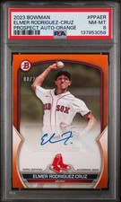 ELMER RODRIGUEZ-CRUZ ORANGE RC AUTO /25 PSA 8 -2023 Bowman #PPA-ER Yankees