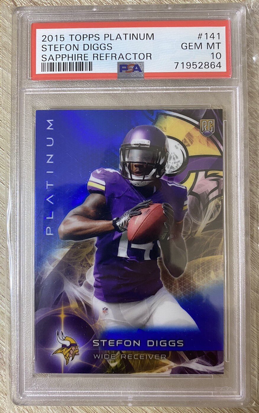 2015 Topps Platinum Stefon Diggs Rookie Sapphire Refractor #141 PSA 10