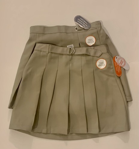 2 GIRL'S school uniform WONDER NATION TAN SKIRTS SIZE 12 1/2