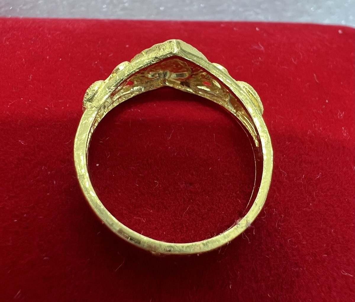 24K Yellow Gold Heart Shape Design Ring | eBay