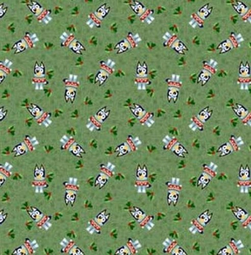 Bluey Greenery Christmas Cotton Sewing Fabric Holiday .813 (29.5") X 44" - Picture 3 of 3