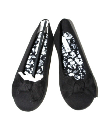 American Eagle Girls' Ana Black Bow Tie Ballet Flat Dress Shoes 160427