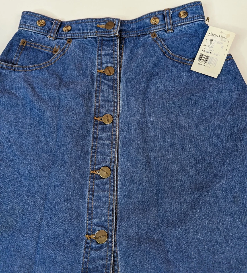 Женская синяя джинсовая юбка Karen Kane размер 10 на пуговицах сделано в США - Изображение 2 из 4