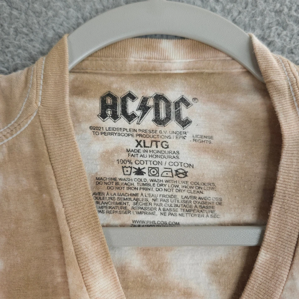 ACDC рубашка женщин XL коричневый розовый синий галстук краситель высокого напряжения вырез укороченный футболка - Изображение 3 из 4