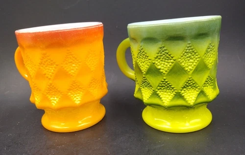 Anchor Hocking Fire King Kimberly Diamond Cups Mugs (2)