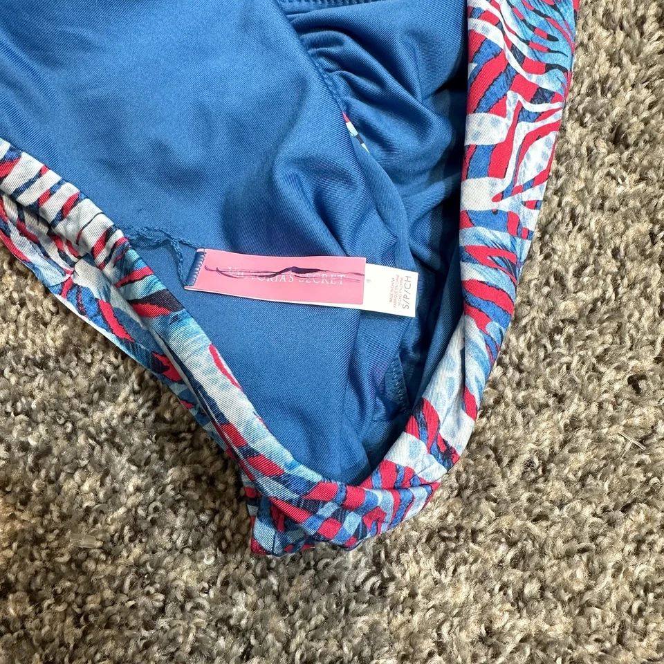 Victorias Secret One Piece Halter Neck Swimsuit Palms Floral Sz S Blue Gray New - Image 4 of 4