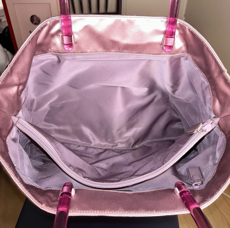 Prada Terressuo vintage rosa satinado con asas dobles Lucite púrpura  Foto 4 de 4