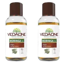 VEDAONE Moringa Oil 100 ml Cold Pressed for Hair Growth and Skin Care Pack of 2