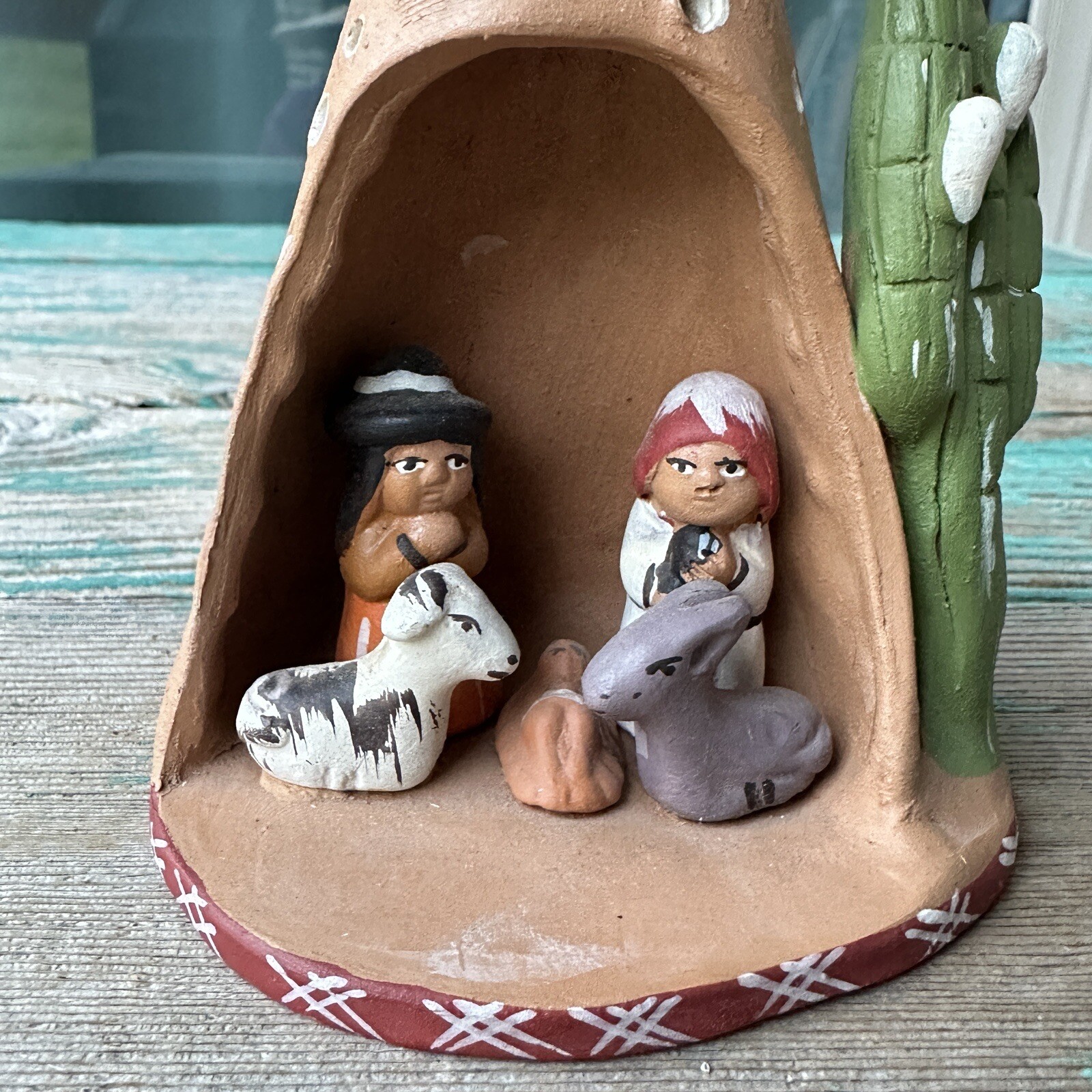 Hand Crafted Clay Nativity Scene Southwestern Arizona Folk Art Pottery 4.5" H
