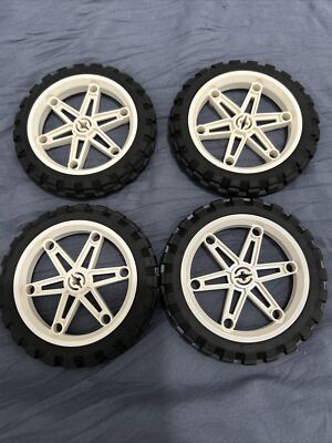 4 Lego Mindstorm Technic 81.6 x 15 Wheels Tires Motorcycle Parts 2902 2903