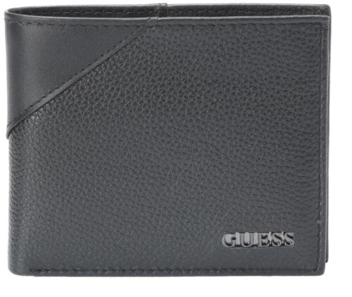 Guess Men's Premium Leather Credit Card ID Billfold Wallet Black 31GU22X003 - Zdjęcie 1 z 7