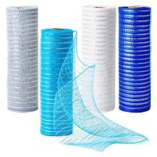 4-Pack Deco Mesh Ribbon Rolls 10 in x 30 ft Craft Mesh for Wreaths Centerpieces