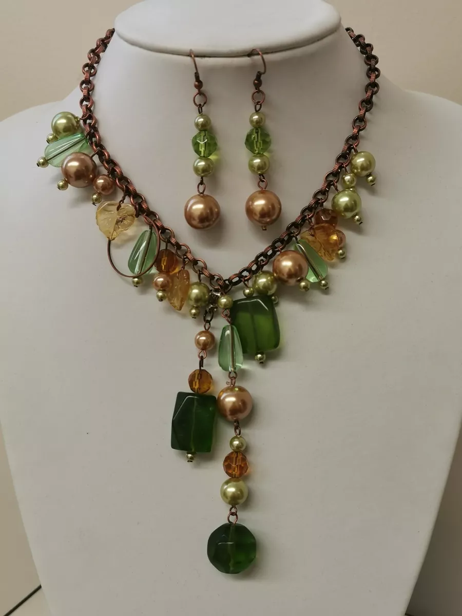 Green colour beads necklace sale