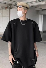 Summer fashionable personalized metal vented short-sleeved T-shirt for men