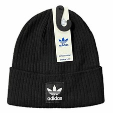 Adidas Original Trefoil Black/White Beanie Women's Fit Hat One Size
