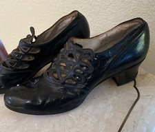 Antique Edwardian Black Leather Button Up Pumps Shoes 6.5