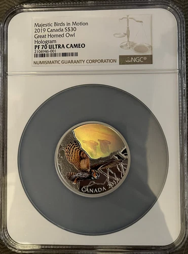 2019 Canada S$30 Majestic Birds In Motion Great Horned Owl Hologram NGC PF70 UC