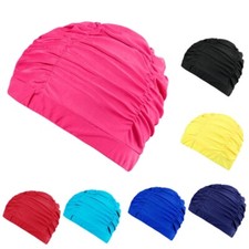 Cloth Pleated Swimming Caps Elastic Comfort Bathing Hats Keep Hairstyle Unchange