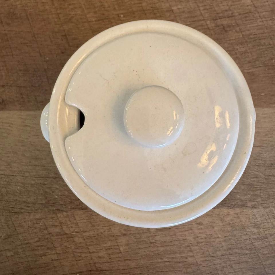 Tarro de cerámica crema pastel de barro bote de sesión de mermelada acanalado decoración de cocina Foto 3 de 4