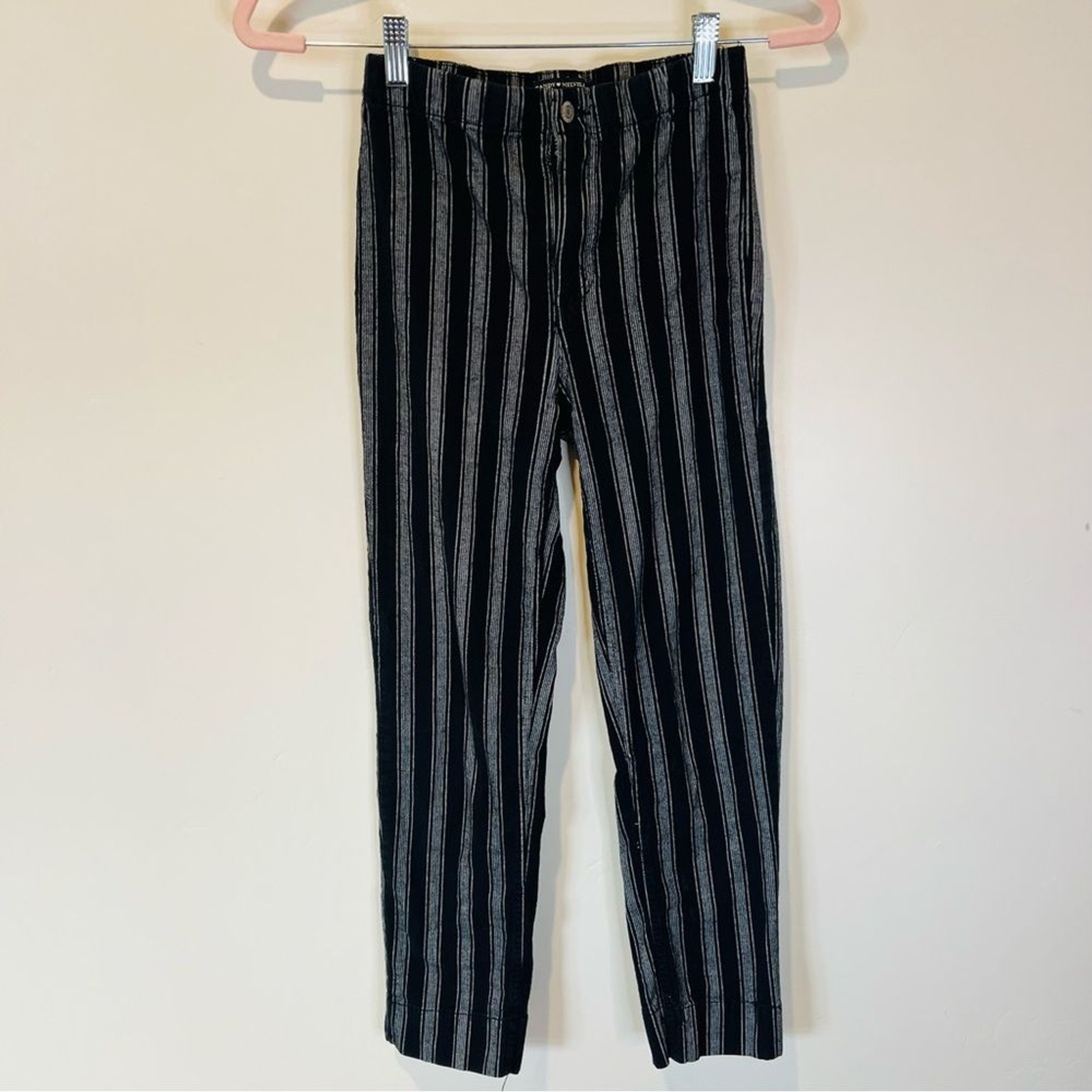 Brandy Melville John Galt Black & Grey Pinstripe Stretchy Waist Pants