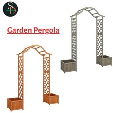 Solid Firwood Garden Pergola with Two Planter Pot Outdoor Pergola vidaXL