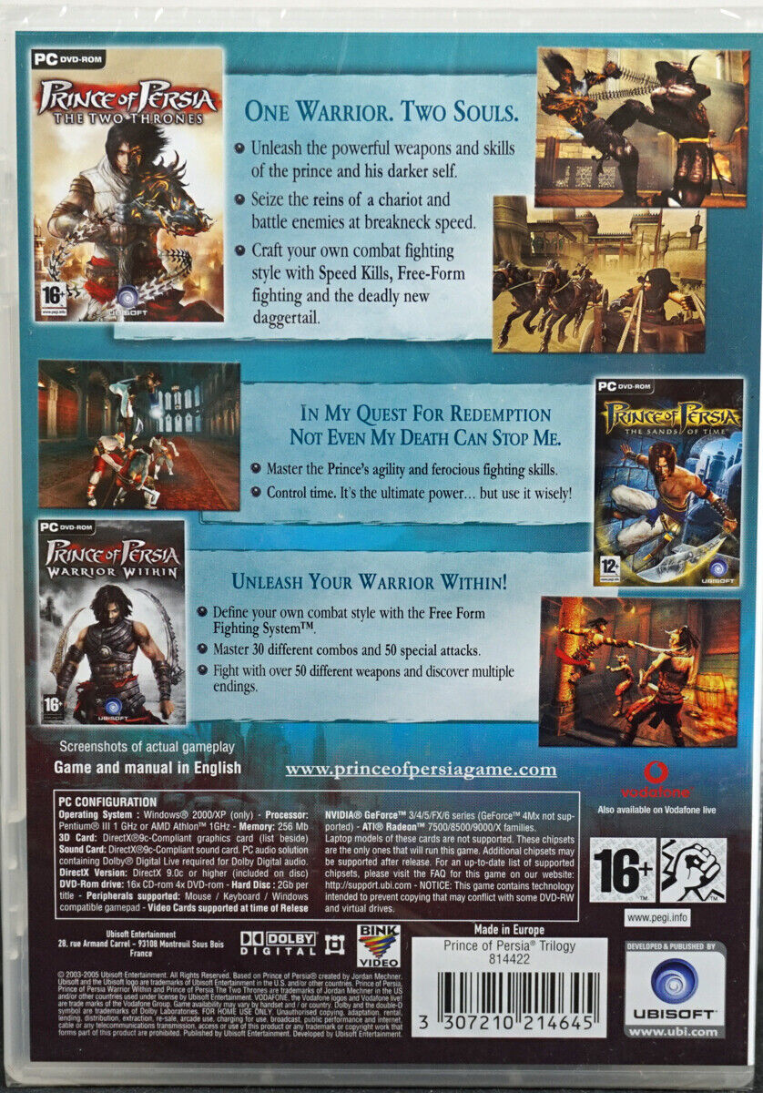 Prince of Persia: Sands of Time Trilogy (3 PC Games) Warrior Within, Two  Thrones 705381174219