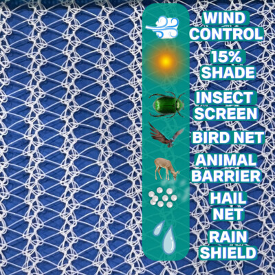 15% Hail Netting Protect from Birds, Hail, Sun & Large Insects-Free Shipping