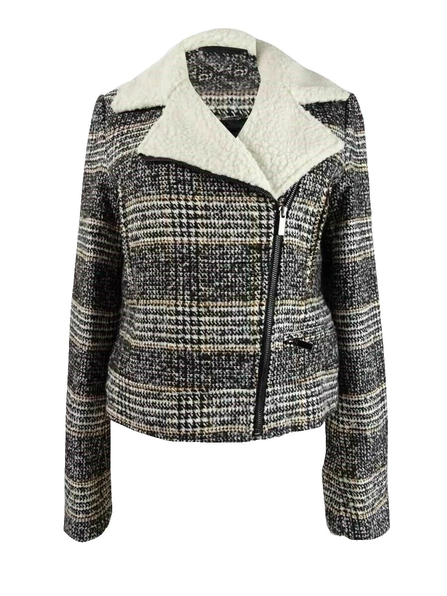 Plaid Motorcycle Jacket Casual Coats, Jackets & Vests for Women