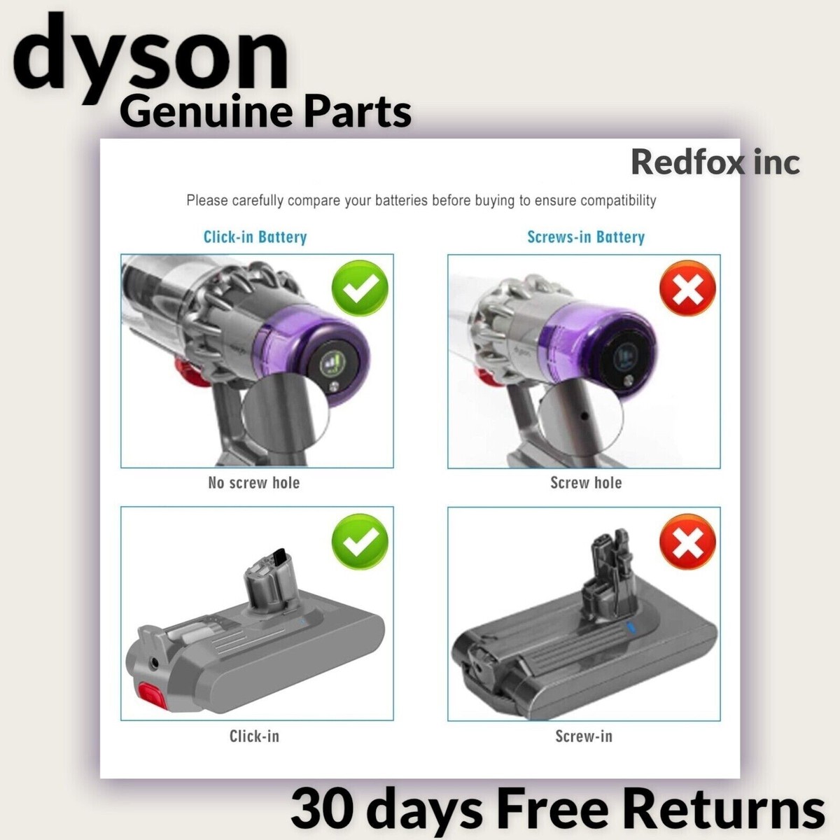 Original Dyson V15 SV22 SV29 25.2V Li-ion Click-in Battery