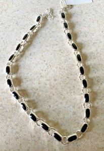 VINTAGE BLACK & SILVER 15" WITH 2" EXTENDER LINKED NECKLACE
