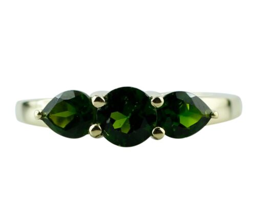Pear Cut Chrome Diopside Cocktail Ring 10k Yellow Gold Jewelry Christmas Gift - 第 1/6 張圖片