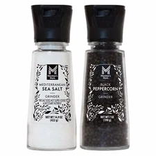Member's Mark Whole Black Pepper 7oz & Mediterranean Sea Salt 14.9oz Grinders