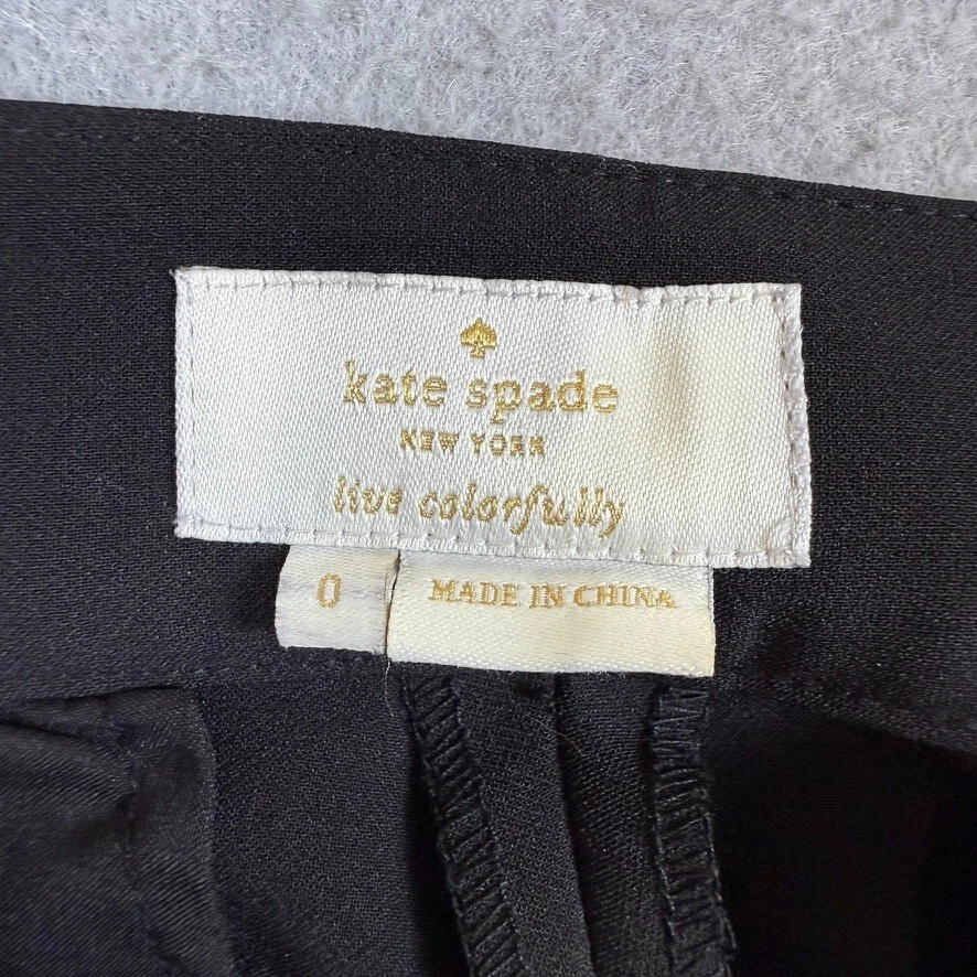 Pantalone donna Kate Spade nero elegante taglia 0 impreziosito alla caviglia slim fit 26x26