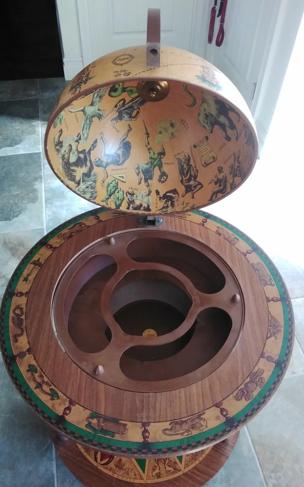 Carro de bar globo madera Zoffoli vintage - copas de licor de vino zodiaco Italia Foto 4 de 4