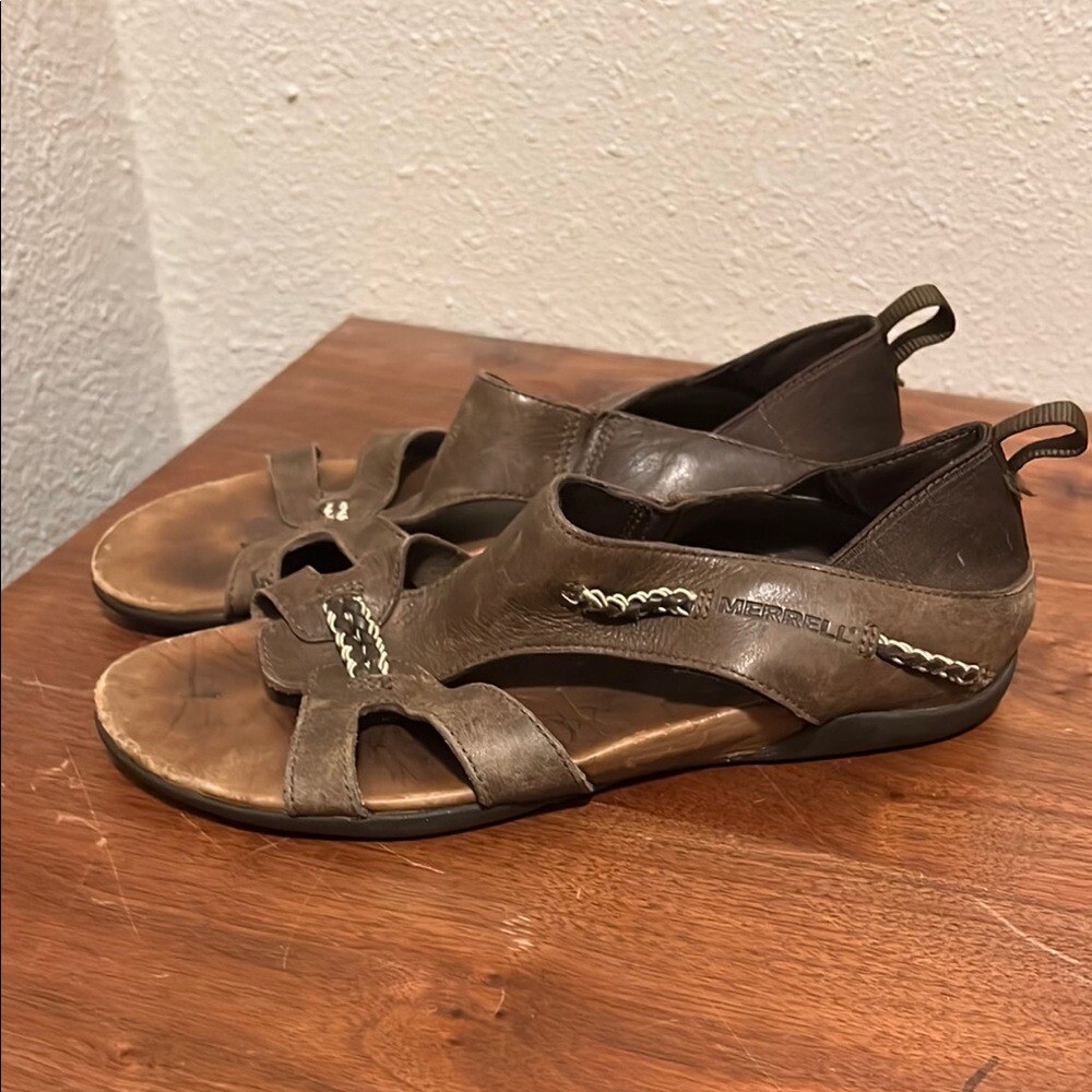 Merrell sandali donna in pelle con slip on espresso in lino taglia 8