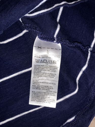 Gap Easy Tee LE T-Shirt Confo Navy Blue White Striped Short Sleeve Top Large - Picture 3 of 4
