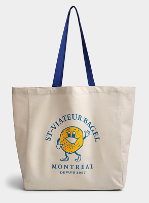 St Viateur Bagel Montreal fabric tote bag, souvenir, Sturdy - New