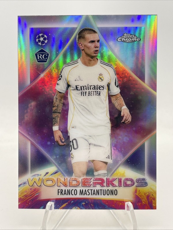 2025-26 Topps Chrome UEFA #WK-7 Franco Mastantuono Wonderkids Refractor RC