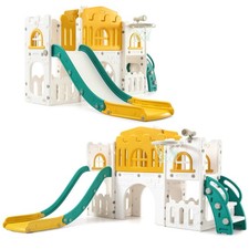 8 in 1 Kids Toddler Playset Indoor Outdoor Climber Slide Basketball Tunnel