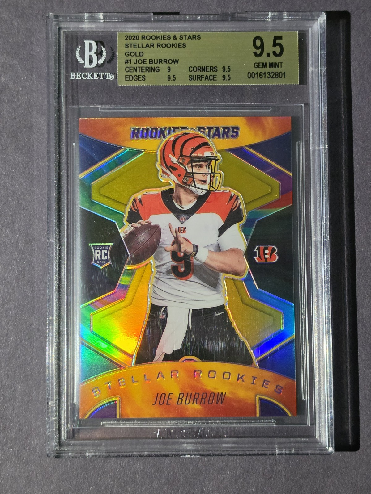 2020 Panini Rookies & Stars Stellar Rookies Joe Burrow #SR-1 Gold /10 BGS 9.5 RC