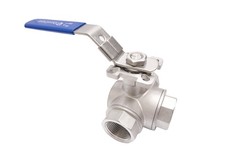 1" Stainless Steel 316 3-Way Ball Valve - T Port, With Mounting Pad 1,000PSI